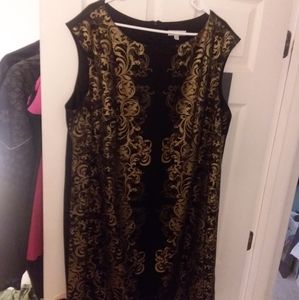 Black Dress with Gold Embroidery